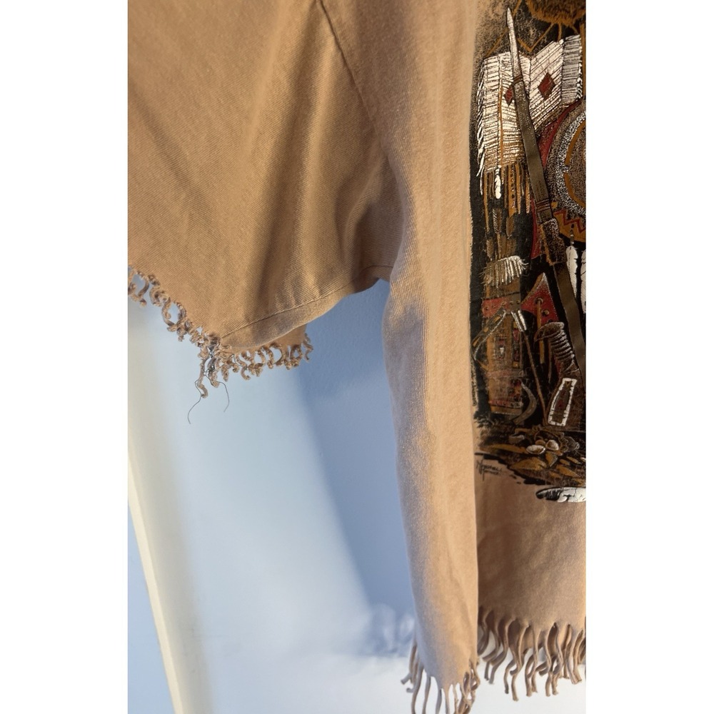 Vtg Women 90's Oklahoma USA Native American Shirt Oversized L Fringe Western - Picture 4 of 10